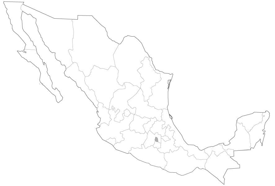 Mapa de México con Guerrero, Oaxaca y Ciudad de México señalados